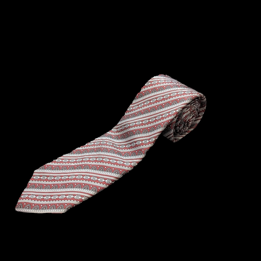 Vintage Christian Dior Cravates 100% Silk Brown Multi Print Men's Tie Length 54.
